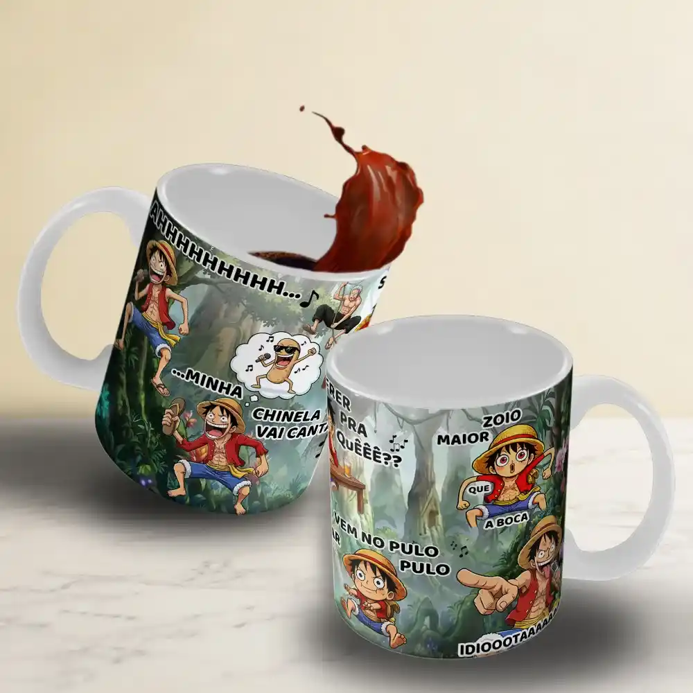 arte digital para caneca one piece luffy skypea arquivo digital sublimação
