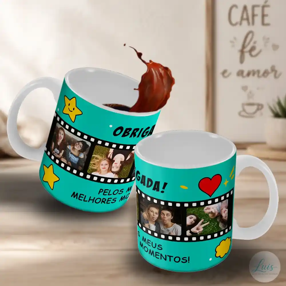 Arte Para Caneca Amizade de Cinema com Fotos – Arquivo Digital Sublimação - Imagem 3