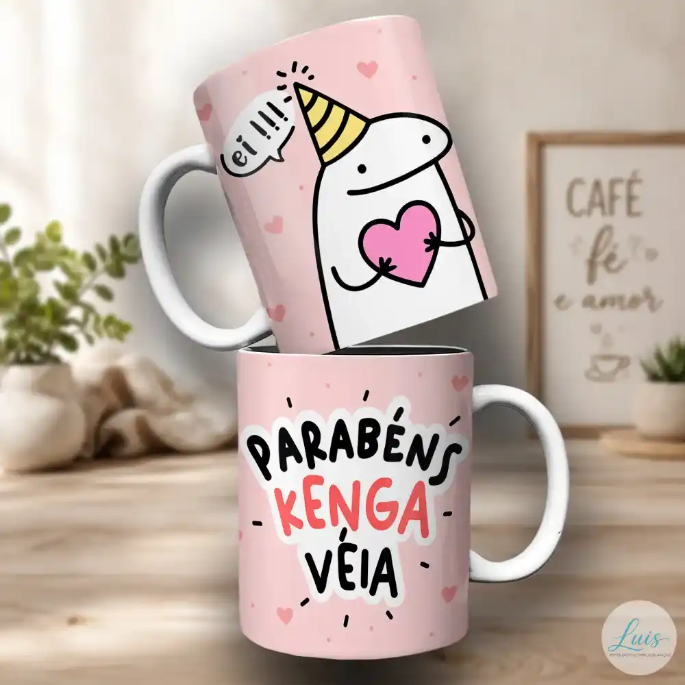Arte Para Caneca Amizade Flork Parabéns Kenga Véia – Arquivo Digital Sublimação - Imagem 2