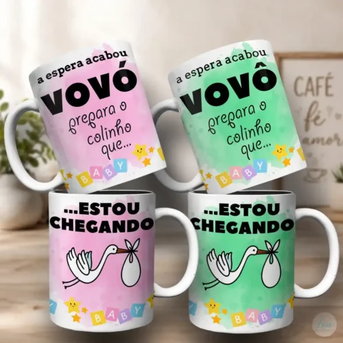 Arte para Caneca Revelação de Gravidez Vovô e Vovó Estou Chegando – Arquivo Digital Sublimação